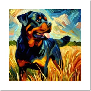 Rottweiler in the hayfields Posters and Art